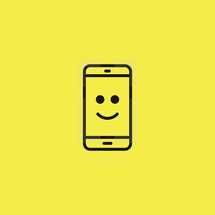 happy face on cellphone screen 