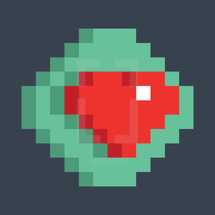 Red heart icon on the green button created in the style of pixel art. Quick and easy recolorable shape isolated from the background. The design graphic element saved as a vector illustration in the EPS file format for used in your design projects. 