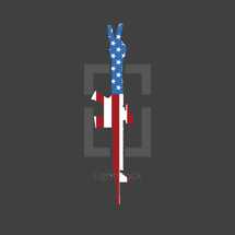 AR-15 Rifle United States of America Flag with Peace Sign 