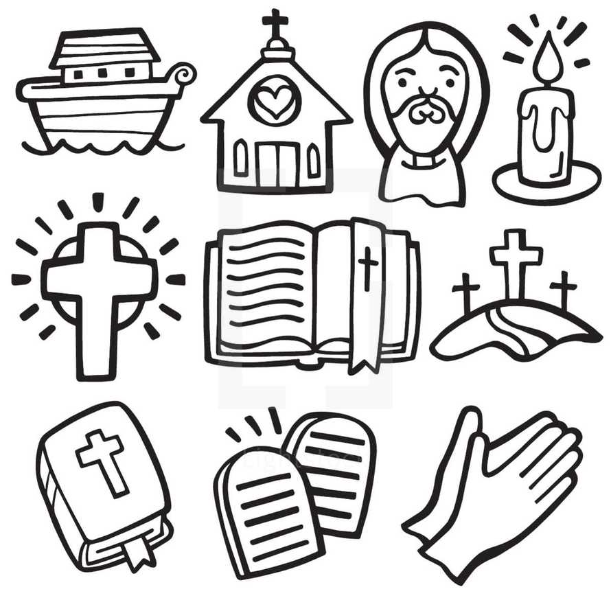 Christian cartoon icons set of 10 — Design element — Lightstock