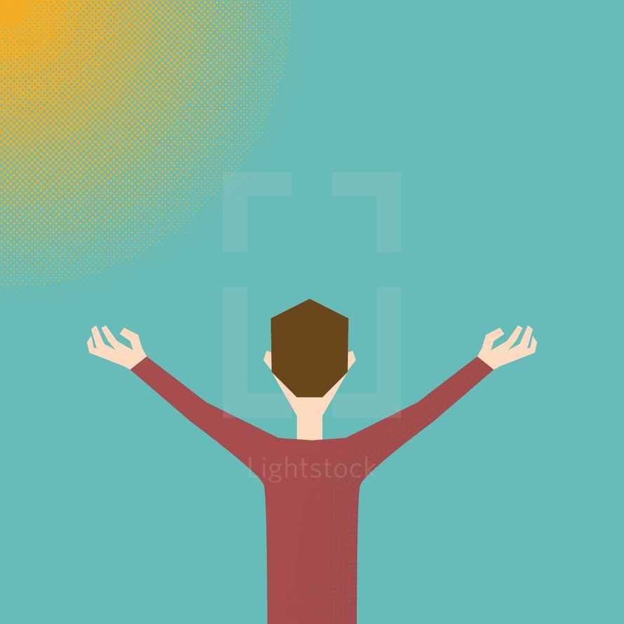 man with hands raised icon