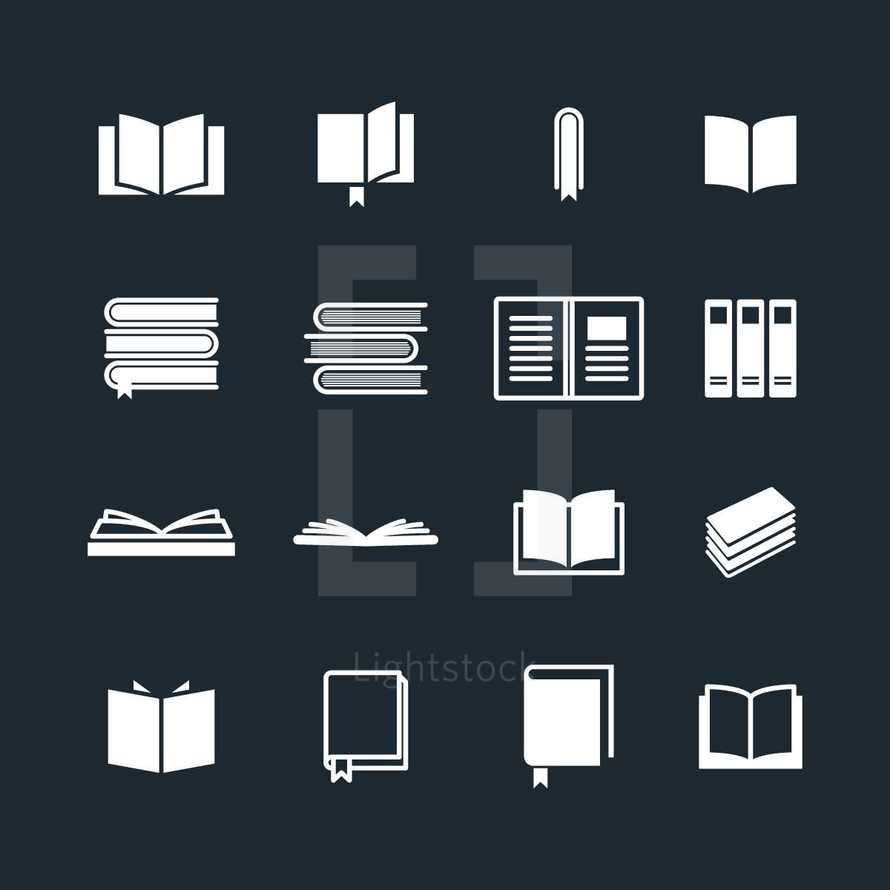 Books and Bibles icons set.