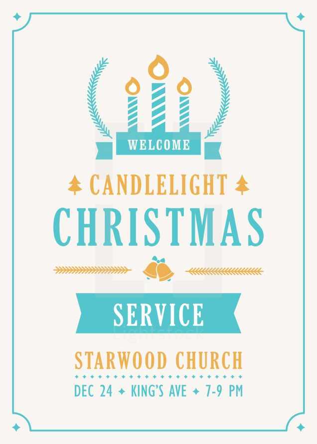 Christmas Candlelight Service Church Invitation Template