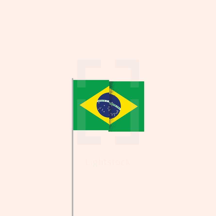 Brazil flag on a flag pole 