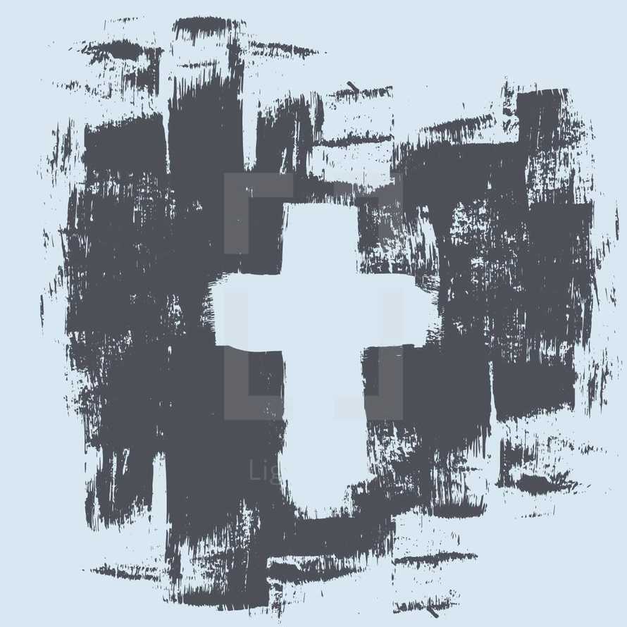 Painted grunge cross background.