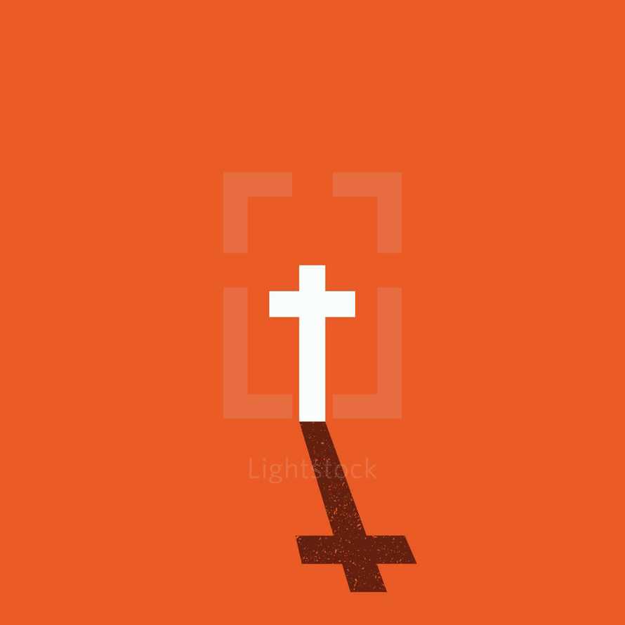 simple cross and shadow illustration. 