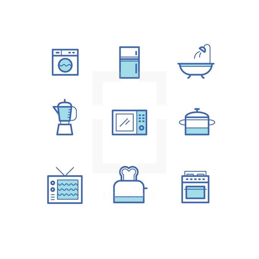 home appliance icon set
