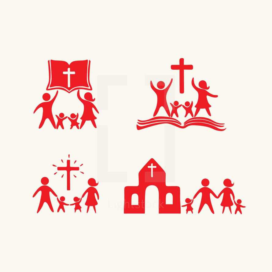 family at church icons 