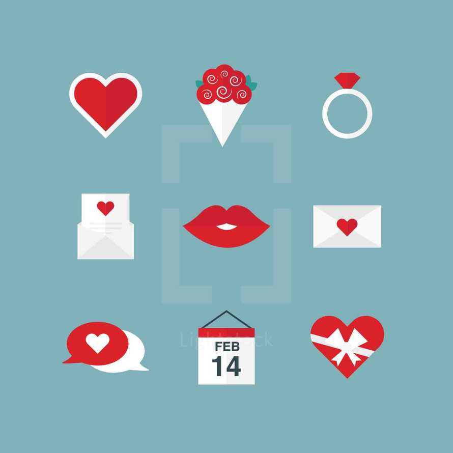 Valentines day icon set 