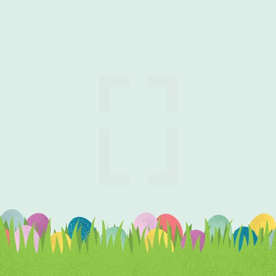 Easter eggs in grass illustration.