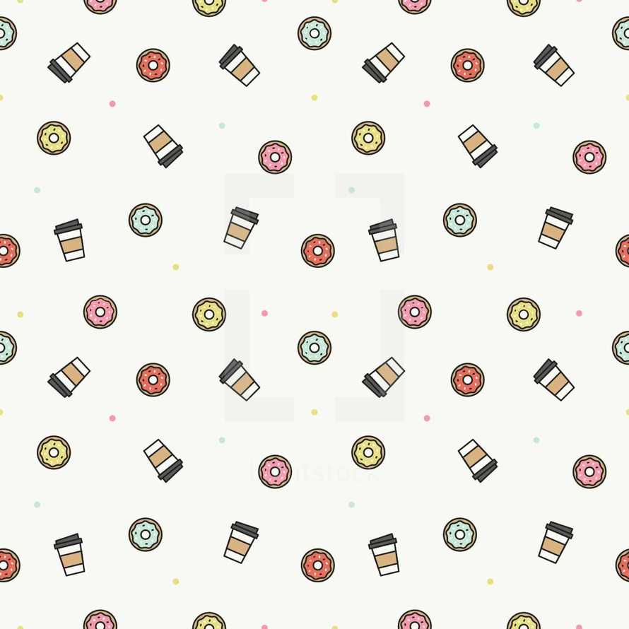 donuts and coffee pattern 