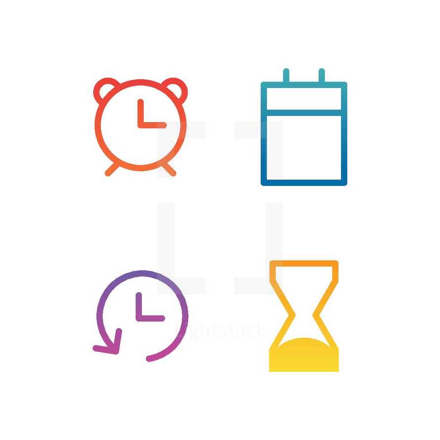 colorful time icons.