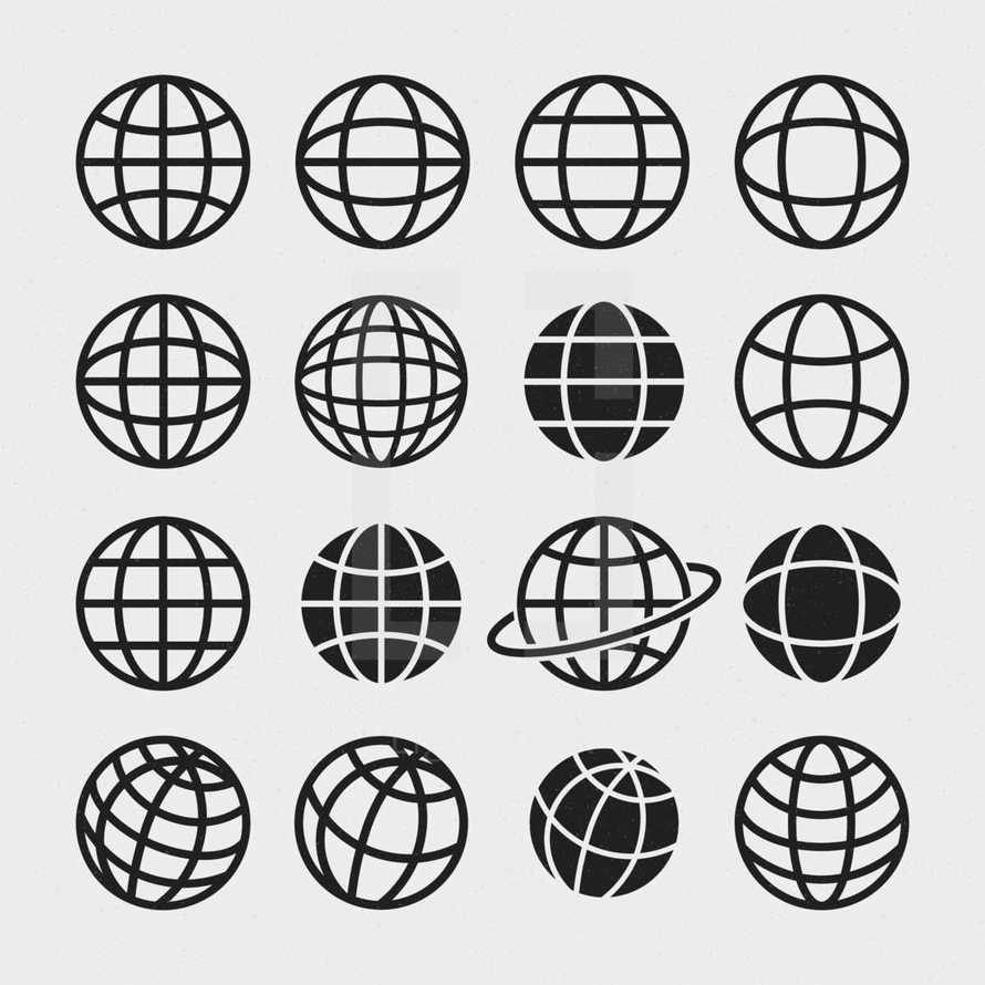 multiple globes icons