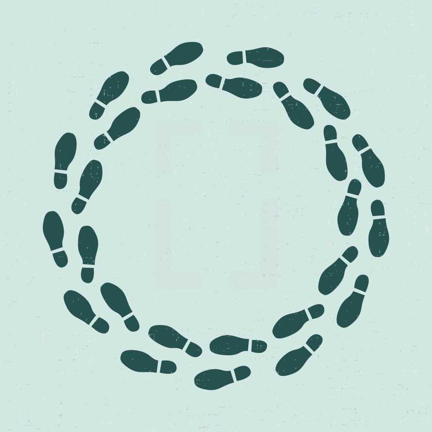 footprints in a circle 