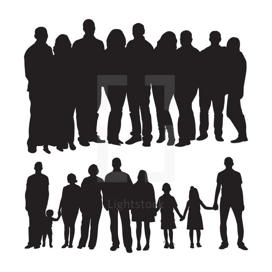 silhouette of families 