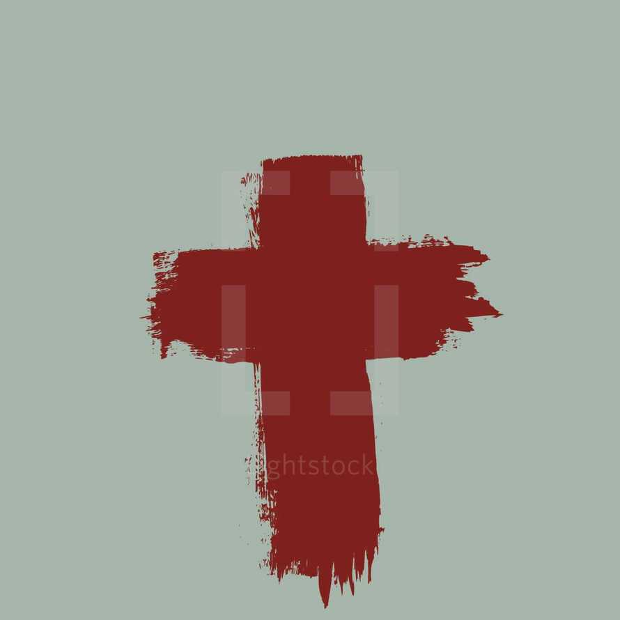 Painted cross in blood. 