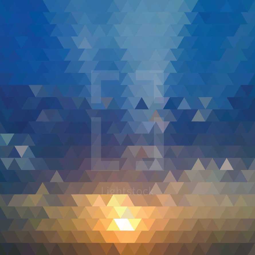 abstract triangle sunset background.