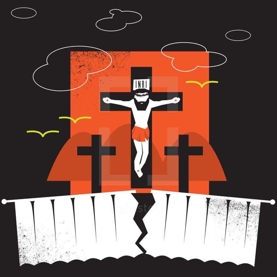 An illustration of Jesus dying on the cross.