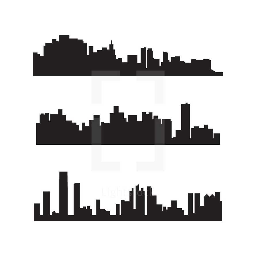 silhouettes of cityscapes