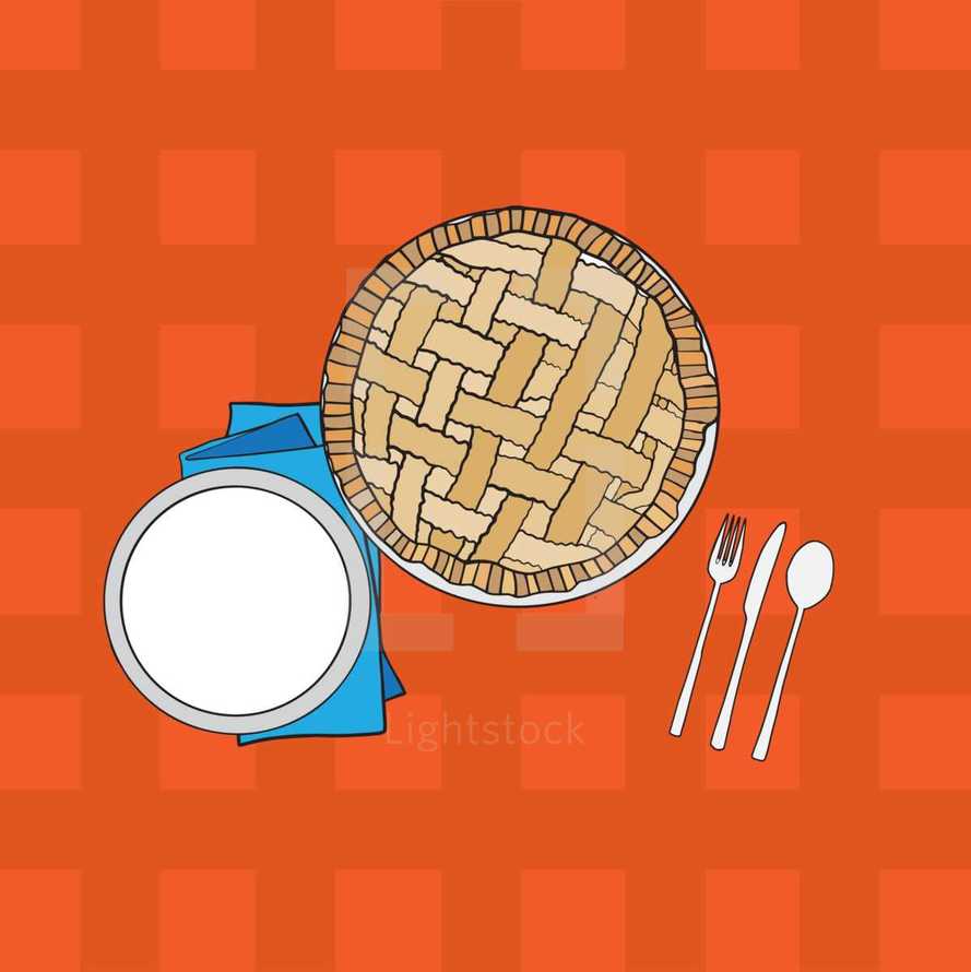a plate and apple pie 