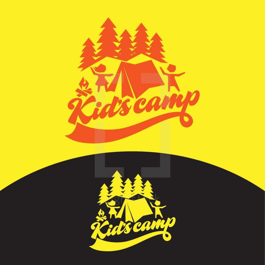 kids camp logo with tent 