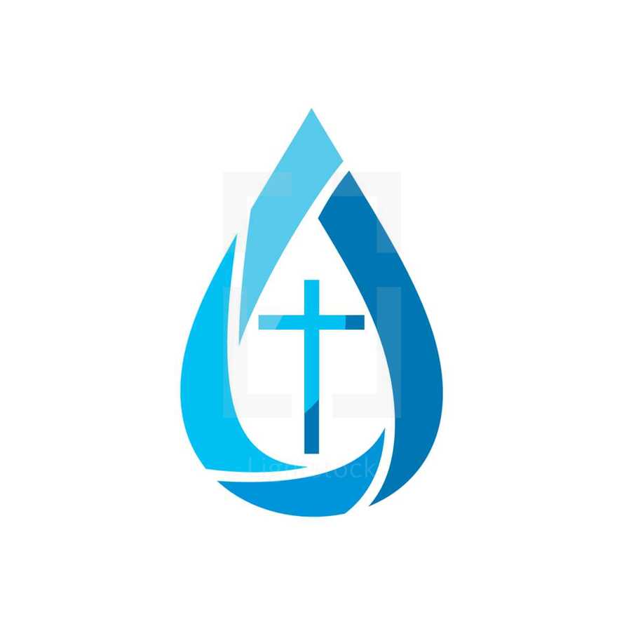 cross in water droplet 