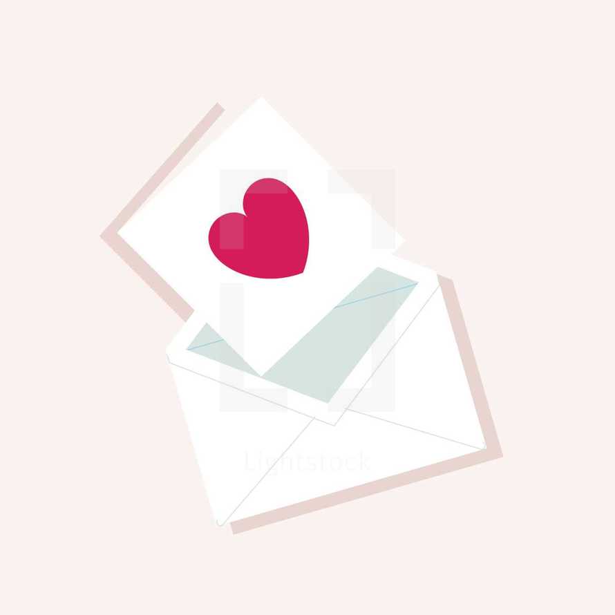 heart on a card and envelope 
