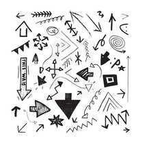 arrows and doodles in black and white 