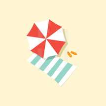beach umbrella and towl