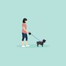 woman walking her dog 