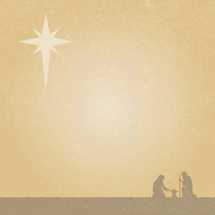 A Christmas nativity background in gold colors.