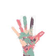 colorful painted hand illustration.
