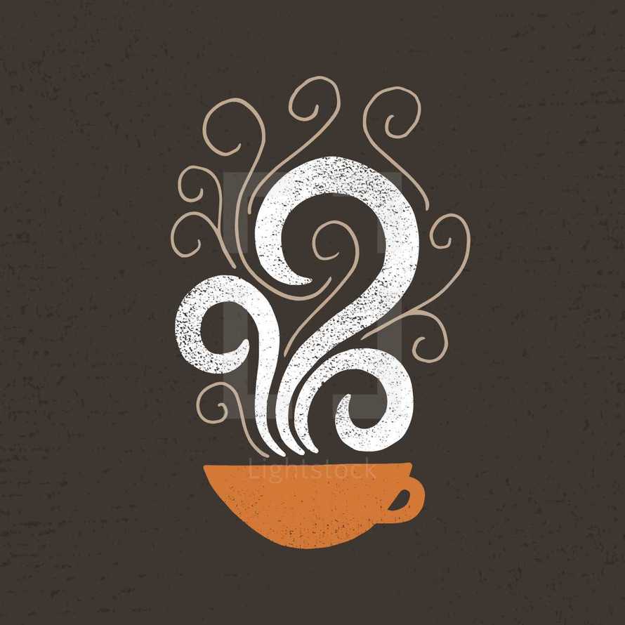 steaming cup of coffee 