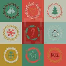 Christmas wreath icons