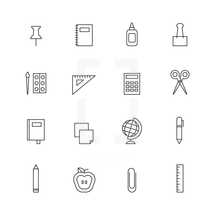 school supplies icons 