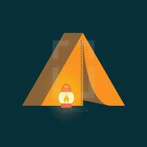 tent and lantern