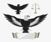 Justice, eagle, banner, scales, scales of justice, icon 