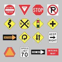realistic road signs vector set. 