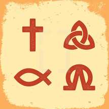 cross, Jesus fish, trinity, symbols, christianity 