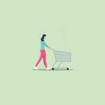 female pushing a shopping cart 