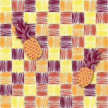 pineapples on checkered pattern 