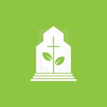 Church planting conceptual icon.