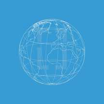 world globe wireframe sketch.