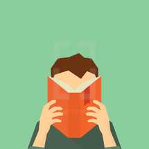 vector illustration of man reading a book.