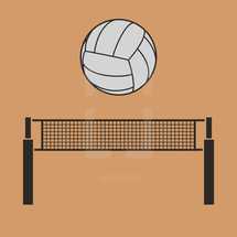 volley ball net and volley ball 