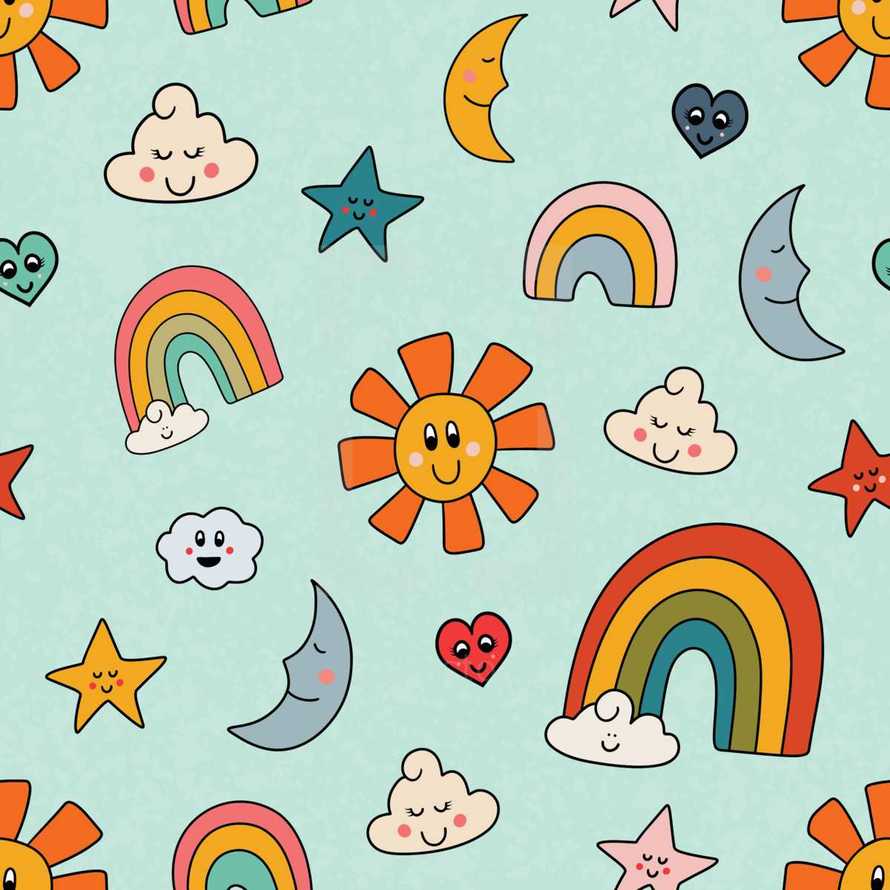 Happy sky cartoon pattern 