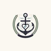 anchor, dove, leaves, banner, crown, radiating, icon