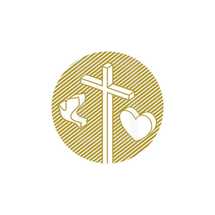 Church logo. Christian symbols. Jesus cross, heart and dove
