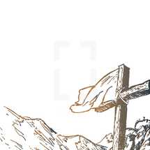 cross with banner sketch 