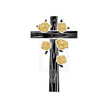 cross with roses 